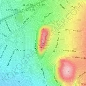 Cerro Calán地形图、海拔、地势