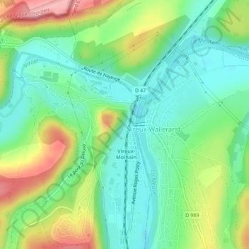 Vireux地形图、海拔、地势