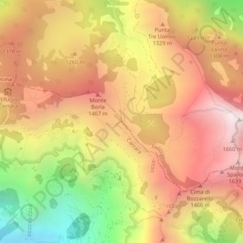 Foce di Pianza地形图、海拔、地势