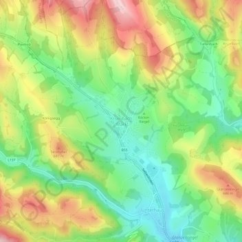 Krumbach - Markt地形图、海拔、地势