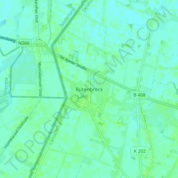 Rütenbrock地形图、海拔、地势