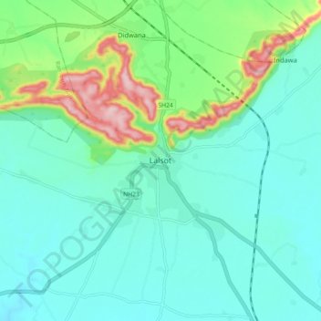Lalsot地形图、海拔、地势