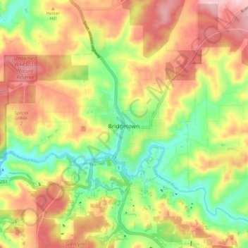 Bridgetown地形图、海拔、地势