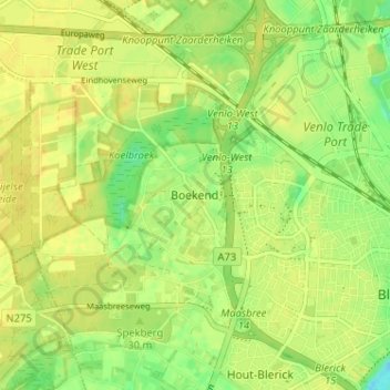 Boekend地形图、海拔、地势