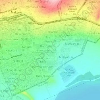 Githurai地形图、海拔、地势