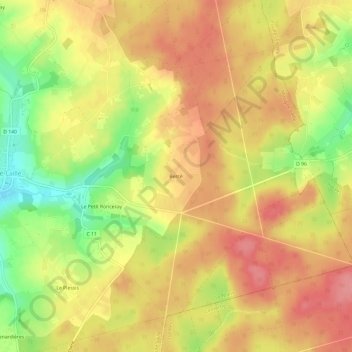 Bercé地形图、海拔、地势