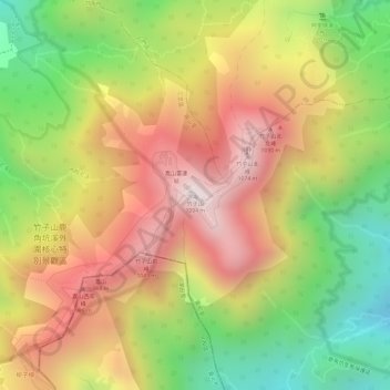 竹子山地形图、海拔、地势