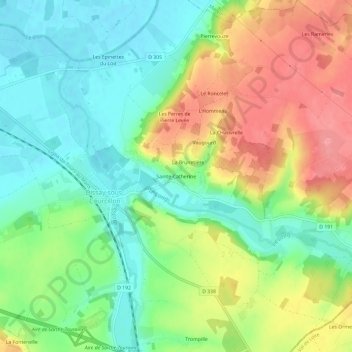 Sainte-Catherine地形图、海拔、地势