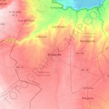 Masatepe地形图、海拔、地势