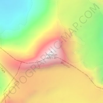 Indrasan地形图、海拔、地势
