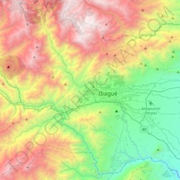 Ibagué地形图、海拔、地势