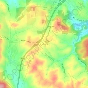 Gouglersville地形图、海拔、地势