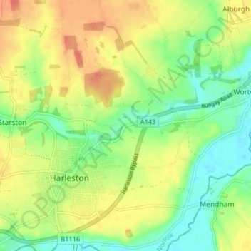Lushbush地形图、海拔、地势