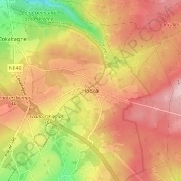 Hockai地形图、海拔、地势