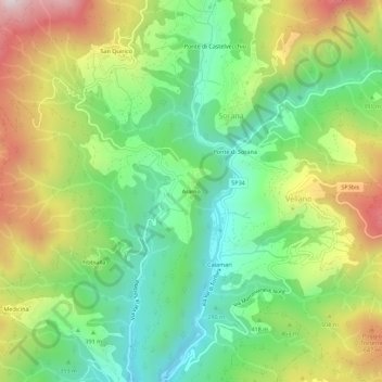 Aramo地形图、海拔、地势
