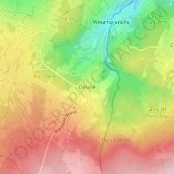 Desnié地形图、海拔、地势