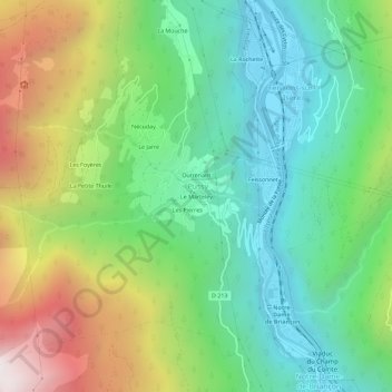 Le Marteley地形图、海拔、地势