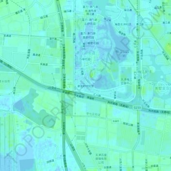 津滨时代社区地形图、海拔、地势