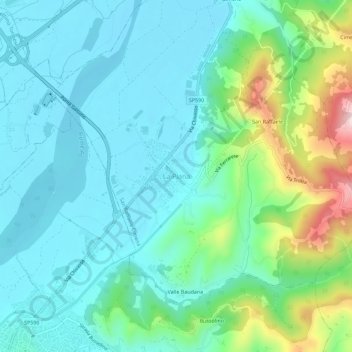 La Piana地形图、海拔、地势