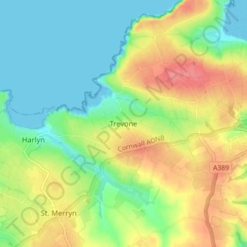 Trevone地形图、海拔、地势