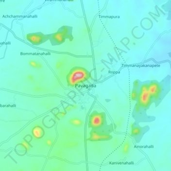 Pavagada地形图、海拔、地势