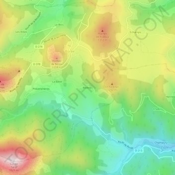 Molines地形图、海拔、地势