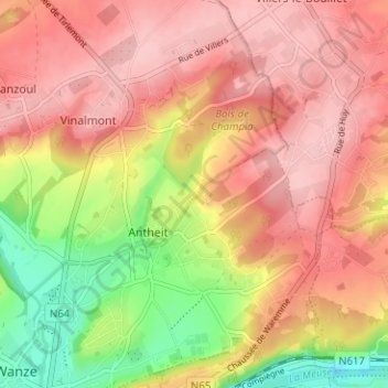 Champia地形图、海拔、地势