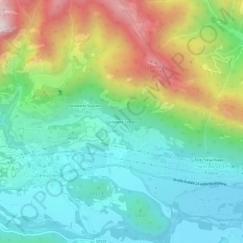 Cornaletto Sottano地形图、海拔、地势