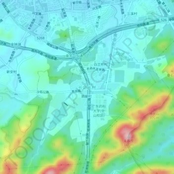 长命水村地形图、海拔、地势