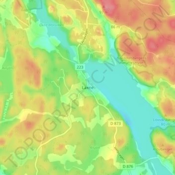 Laxne地形图、海拔、地势