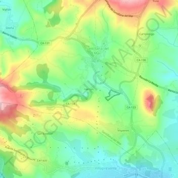 Herrán地形图、海拔、地势