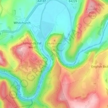 Symonds Yat East地形图、海拔、地势