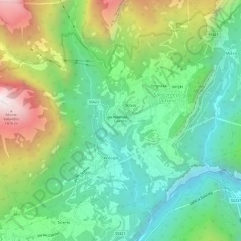 Dorsino地形图、海拔、地势