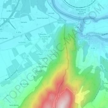 Les Vachons地形图、海拔、地势