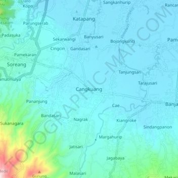 Cangkuang地形图、海拔、地势