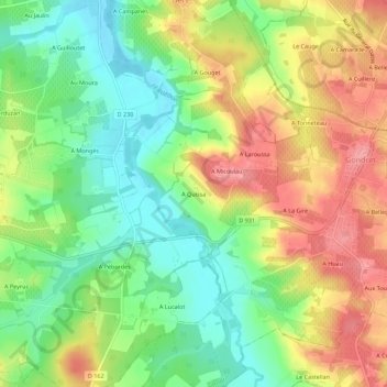 A Quissa地形图、海拔、地势