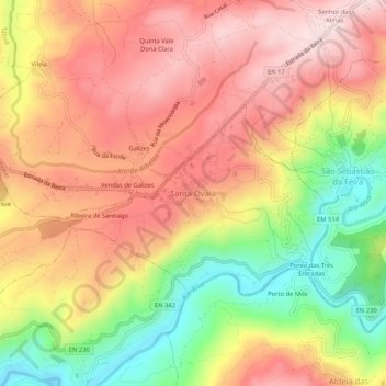 Santa Ovaia地形图、海拔、地势