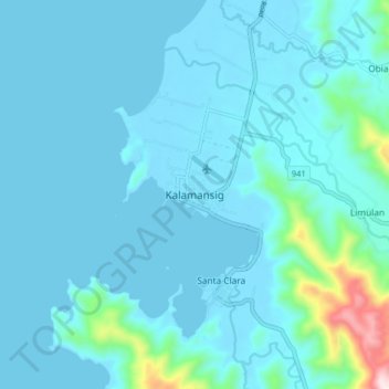 Kalamansig地形图、海拔、地势