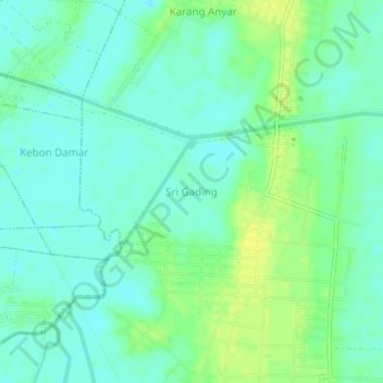 Sri Gading地形图、海拔、地势