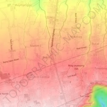 Buho地形图、海拔、地势