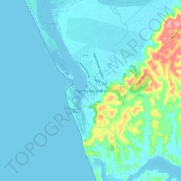 Puerto Saavedra地形图、海拔、地势