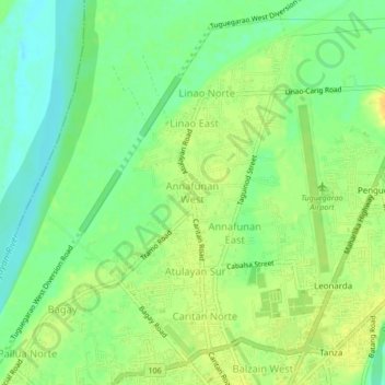 Annafunan West地形图、海拔、地势