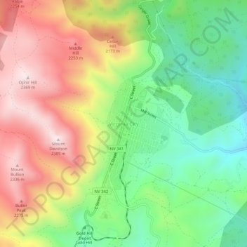 Virginia City地形图、海拔、地势