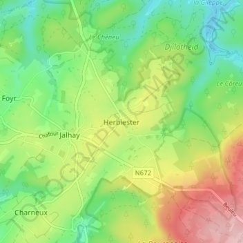 Herbiester地形图、海拔、地势