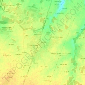 La Voie Dieu地形图、海拔、地势