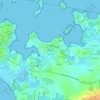 Kerjacob地形图、海拔、地势