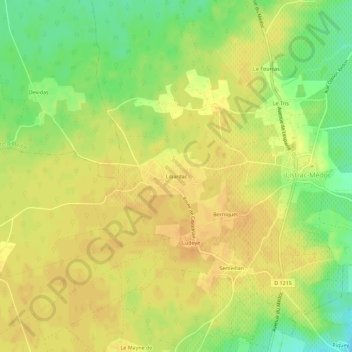 Libardac地形图、海拔、地势