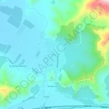 Pomaire地形图、海拔、地势