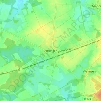 Jeddingen地形图、海拔、地势