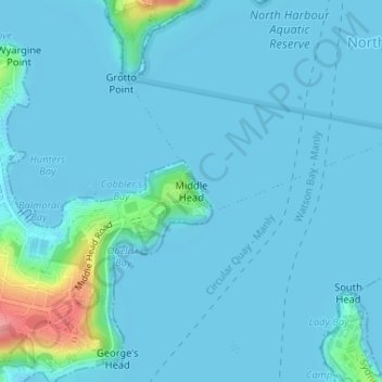 Middle Head地形图、海拔、地势